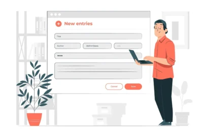 Imagem ilustrativa de um usuário digitando novos dados em um software, destacando a importância das CTAs na captura de informações.
